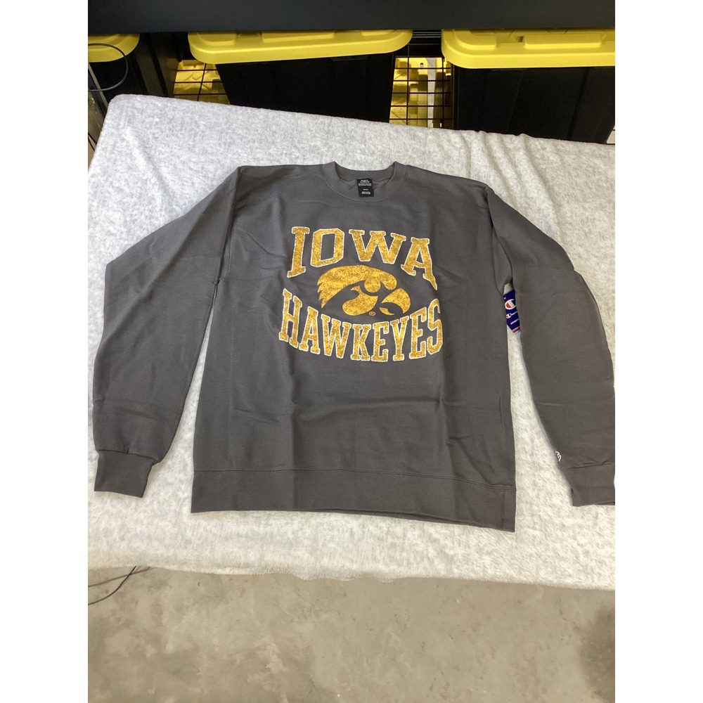Champion Iowa Hawkeyes Crewneck Sweatshirt Grey Gold NCAA CBMFD2KSAM Mens Medium